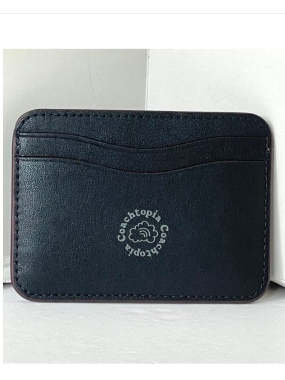 Coach Wavy Card Case CQ866 Caterpillar Coachtopia Black Leather Wallet - Picture 3 of 8